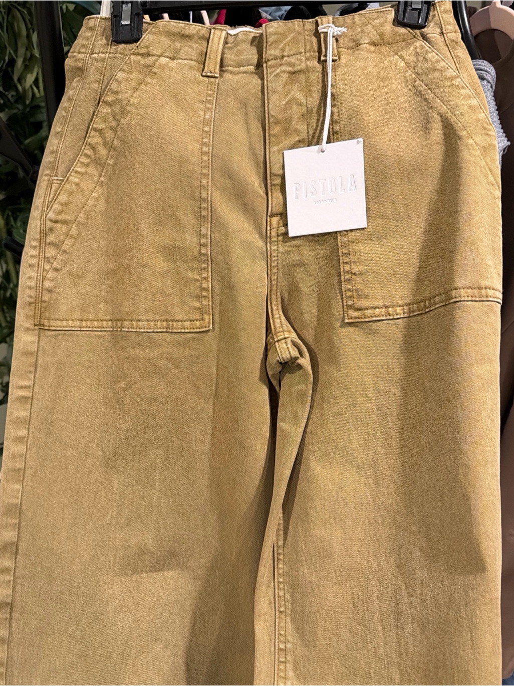 Pistola Wide Leg Utility Jeans In Khaki